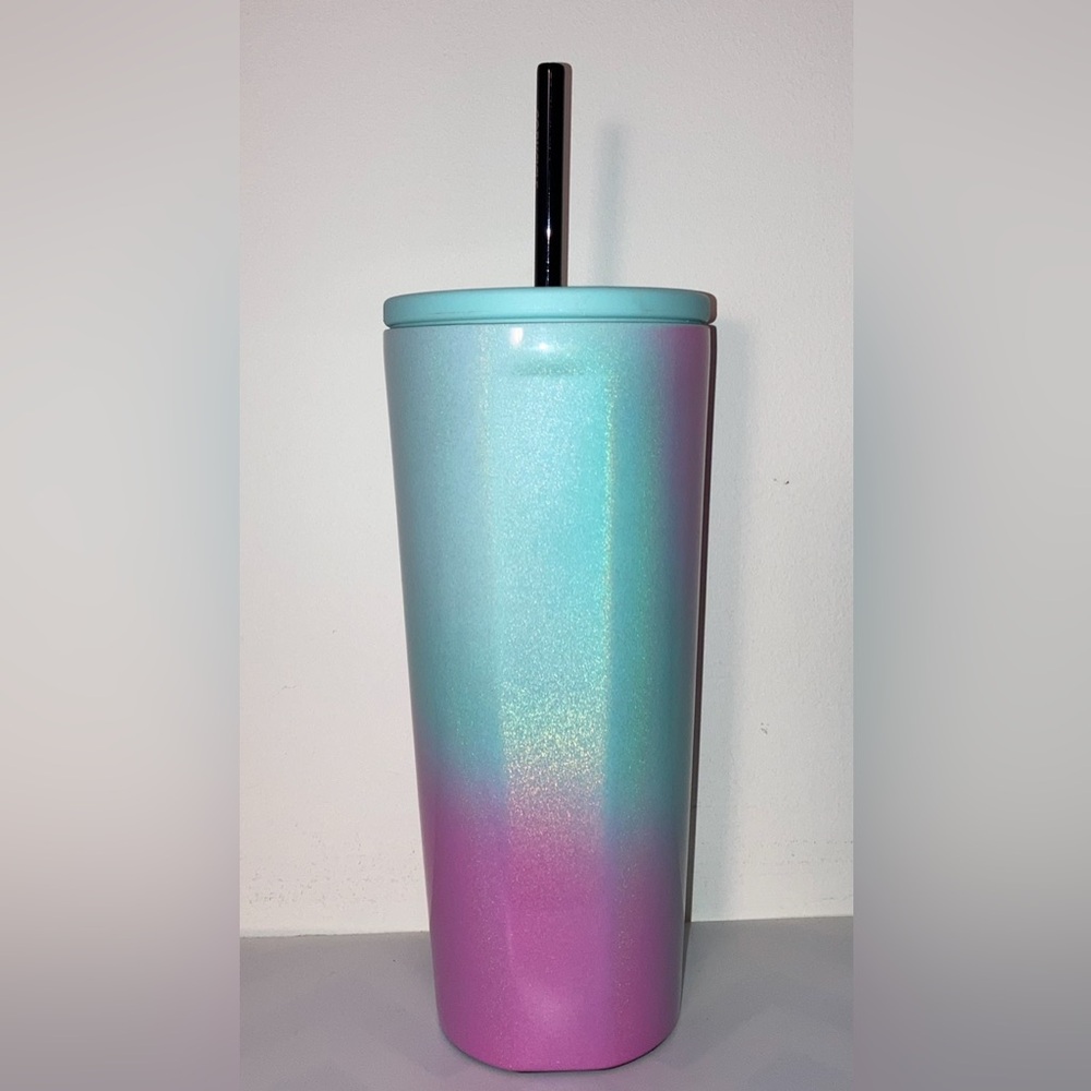 NEW Sparkly unicorn wonderland Corkcicle 700 ml cup with straw, pink, blue - Picture 3 of 3